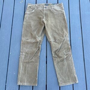 Kuhl Rydr Pants Mens Brown Patina Dye Canvas Workwear Outdoor Hiking 36x30